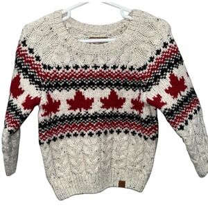 Canadiana Toddler Girls' Fair Isle Sweater 3T Maple Leaf Canada Hockey